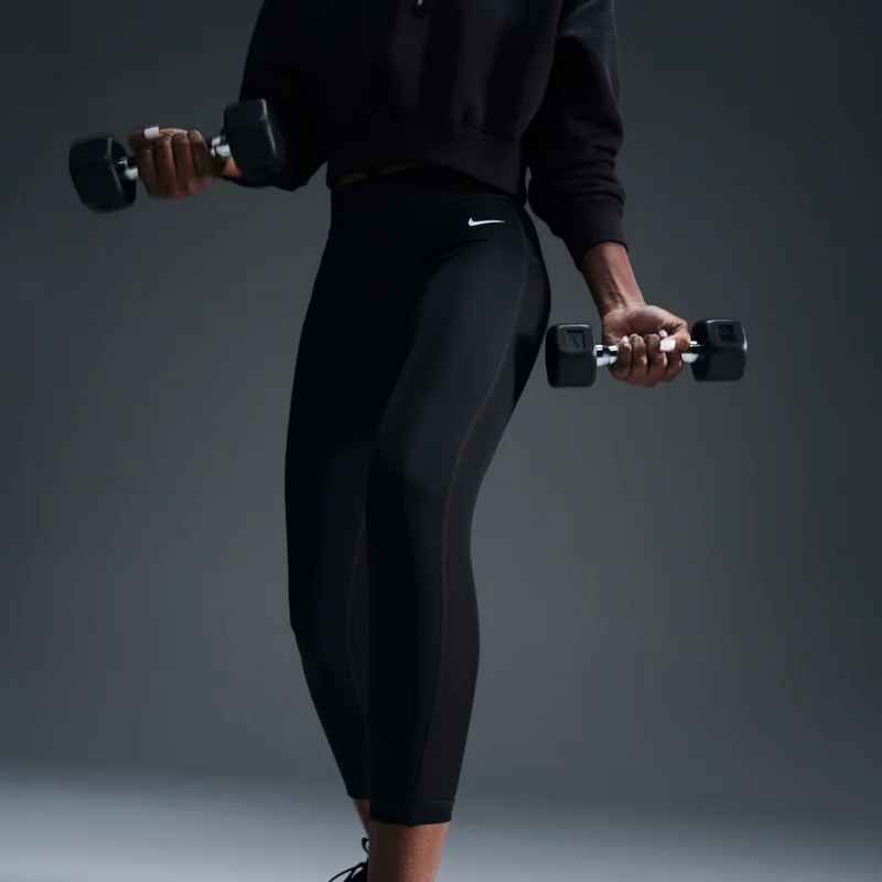 Nike Women's Pro Mid-Rise Mesh-Panelled Leggings